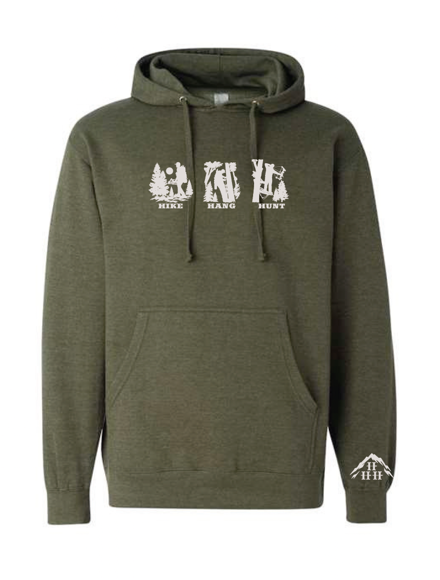 Hike Hang Hunt - Midweight Hoodie - Army Heather/Ivory