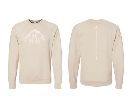 Hike Hang Hunt- Women's Terry Crewneck Lightweight Sweatshirt - Sand/Ivory