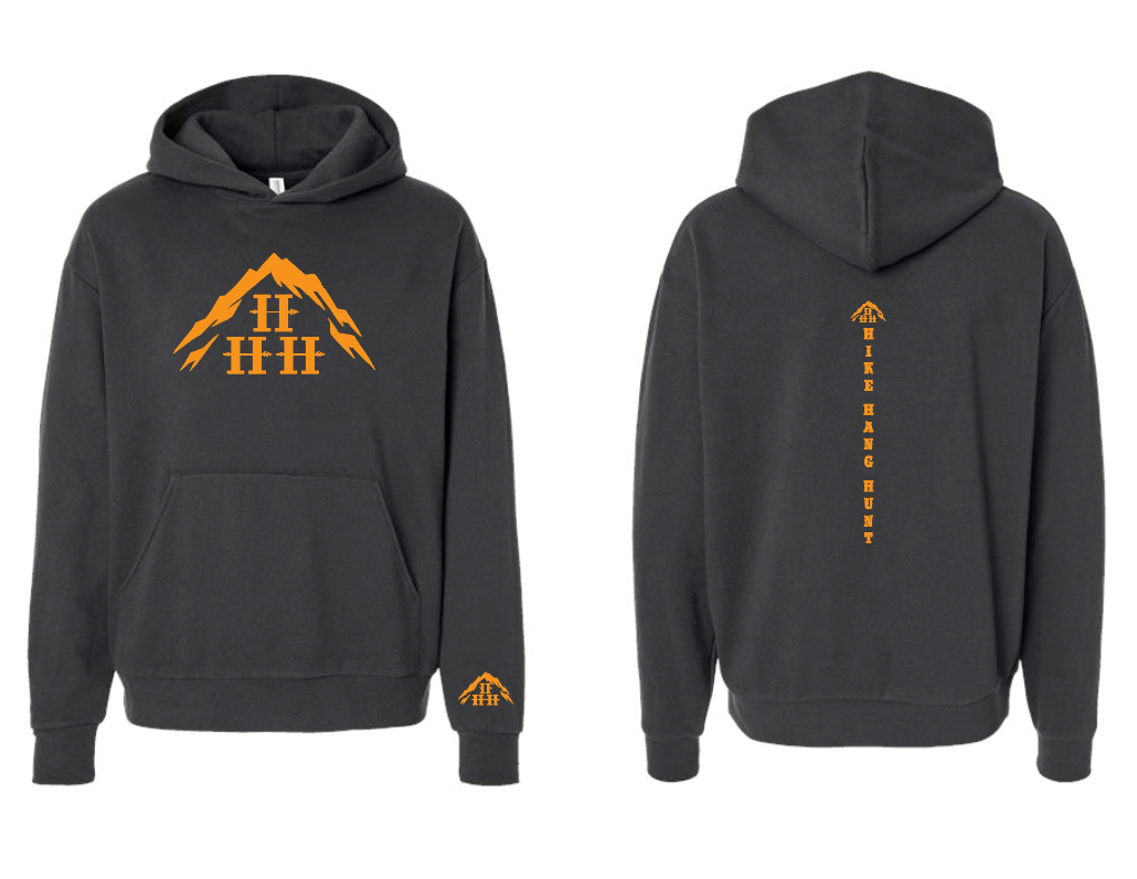 Hike Hang Hunt - Fleece Hoodie - Black/Florescent Orange