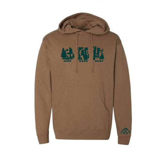 Hike Hang Hunt - Midweight Hoodie Saddle Brown/Forest